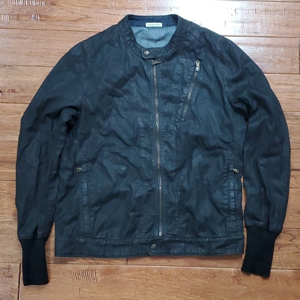 Tomas Maiar Black Coated Denim zip up jacket